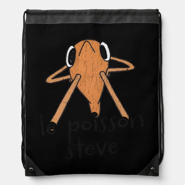 Le Poisson Steve Cute Meme Drawstring Bag (Front)