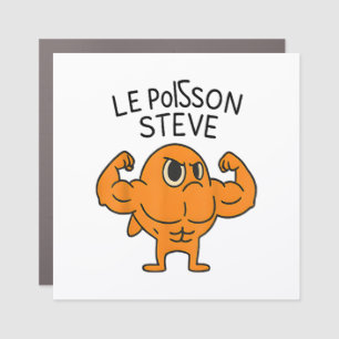 Le Poisson Steve Funny Muscular Fish Cartoon Car Magnet