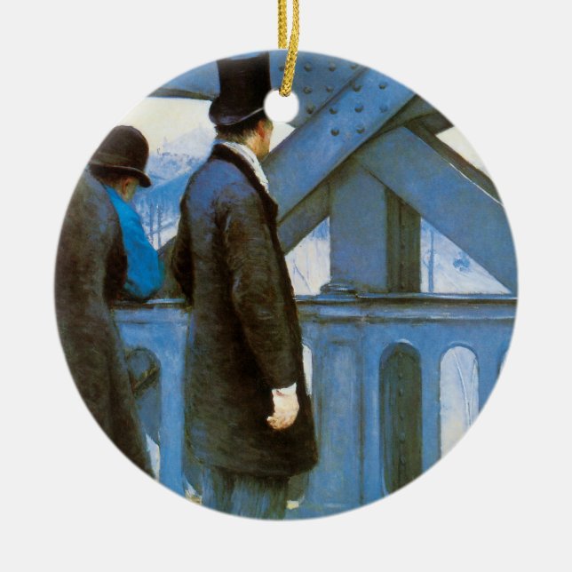 Le Pont de l'Europe by Gustave Caillebotte Ceramic Ornament (Front)
