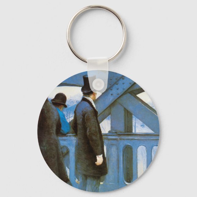 Le Pont de l'Europe by Gustave Caillebotte Keychain (Front)