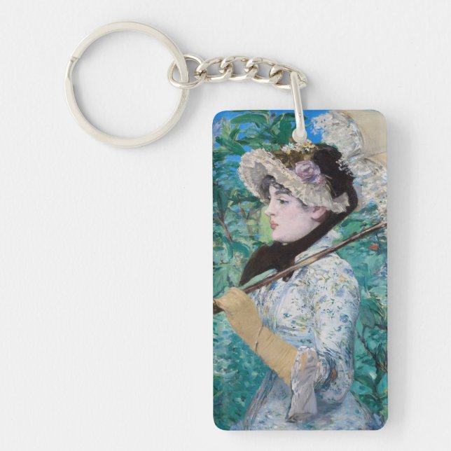 Le Printemps Édouard Manet Impressionist Painting Keychain (Front)