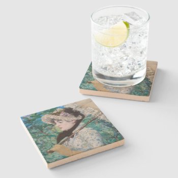 Le Printemps Édouard Manet Impressionist Painting Stone Coaster by Then_Is_Now at Zazzle