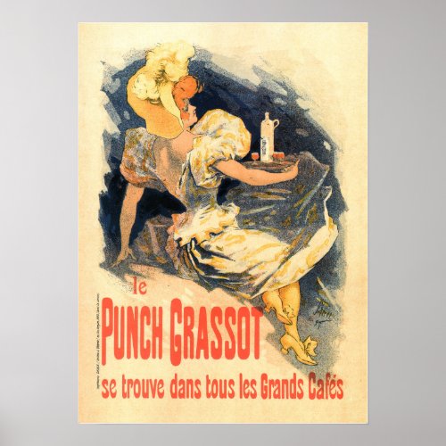 LE PUNCH GRASSOT Jules Cheret 1896 Vintage France Poster