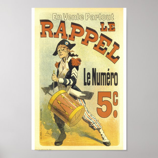 Le Rappel Drumming Soldier Vintage French Ad Poster (Front)
