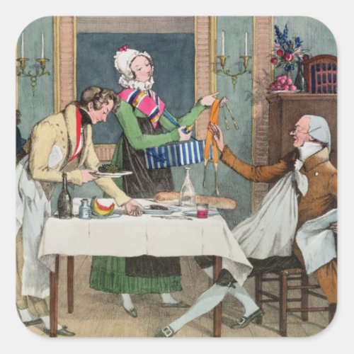 Le Restaurant pub by Rodwell and Martin 1820 c Square Sticker