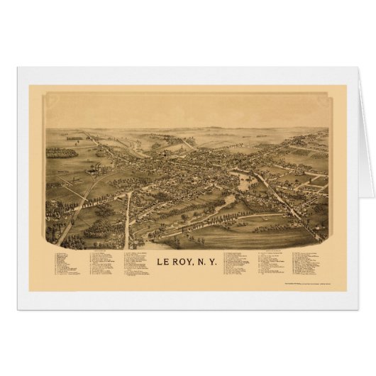 Le Roy, NY Panoramic Map - 1892 Cards (Front Horizontal)