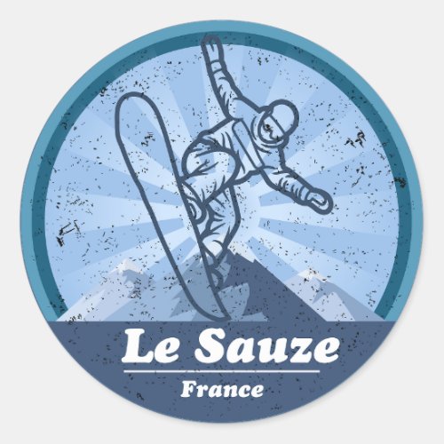 Le Sauze Ski Resort _ Snowboard Classic Round Sticker