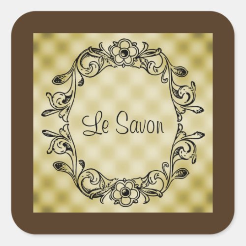 Le Savon Brown  Gold Square StickersLabels Square Sticker