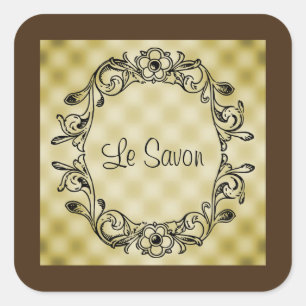 Le Savon Brown & Gold Square Stickers/Labels Sticker