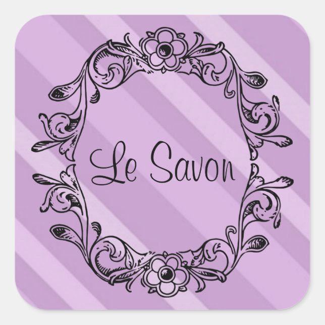 Le Savon Lavender Striped Square Stickers/Labels Square Sticker (Front)