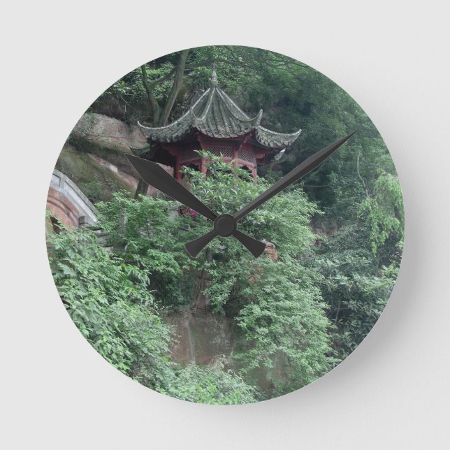 Le Shan Mountainside Buddhist Pavilion Round Clock (Front)