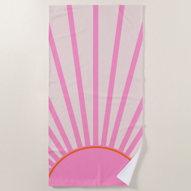Le Soleil 01 Sun Pink Sunshine Beach Towel (Front)
