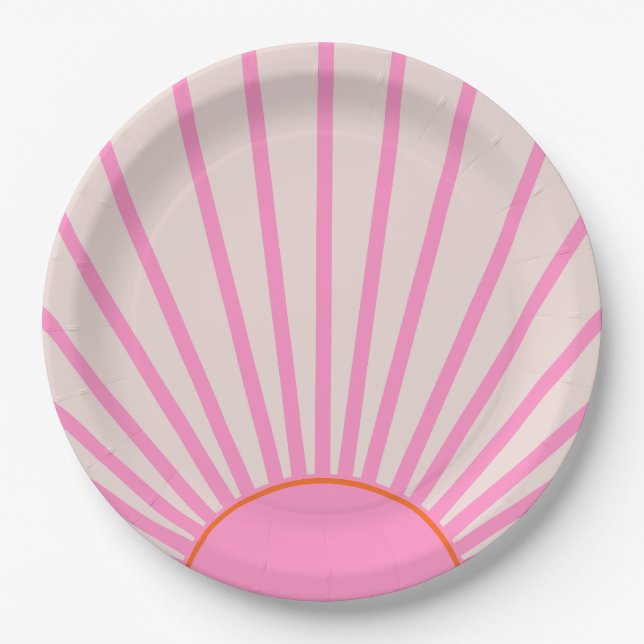 Le Soleil 01 Sun Pink Sunshine Paper Plates (Front)