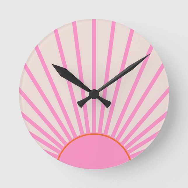 Le Soleil 01 Sun Pink Sunshine Round Clock (Front)