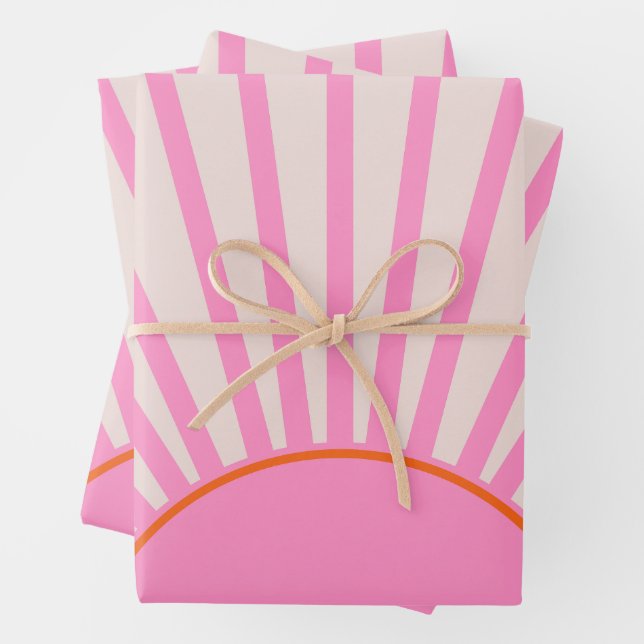 Le Soleil 01 Sun Pink Sunshine Wrapping Paper Sheets (In situ)