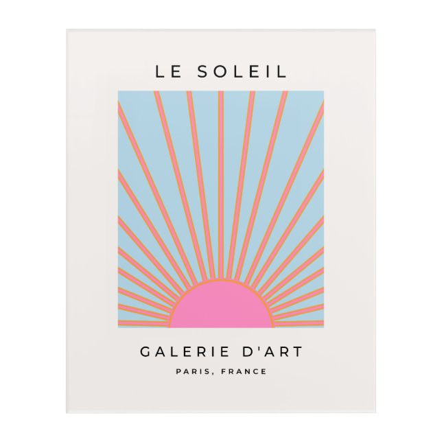 Le Soleil 02 Retro Sun Pink And Blue Sunshine Acrylic Print (Front)