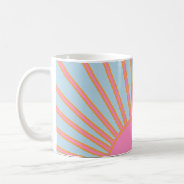 Le Soleil 02 Retro Sun Pink And Blue Sunshine Coffee Mug (Left)