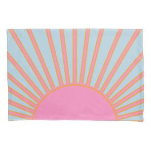 Le Soleil 02 Retro Sun Pink And Blue Sunshine Pillow Case