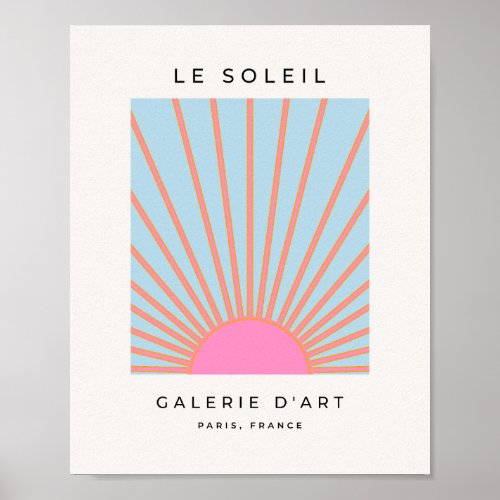 Le Soleil 02 Retro Sun Pink And Blue Sunshine Poster