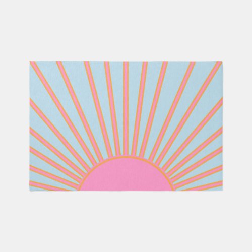 Le Soleil 02 Retro Sun Pink And Blue Sunshine Rug