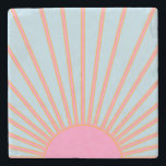 Le Soleil 02 Retro Sun Pink And Blue Sunshine Stone Coaster<br><div class="desc">Sun Print – Pink And Blue – Sunshine,  Modern Abstract Geometric Sunrise – Le Soleil.</div>