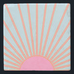 Le Soleil 02 Retro Sun Pink And Blue Sunshine Stone Coaster<br><div class="desc">Sun Print – Pink And Blue – Sunshine,  Modern Abstract Geometric Sunrise – Le Soleil.</div>