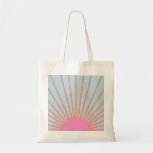 Le Soleil 02 Retro Sun Pink And Blue Sunshine Tote Bag