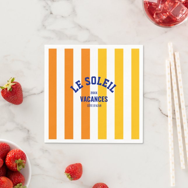 Le Soleil Vacances Côte d'Azur Cabana Stripe Napkins (Insitu)