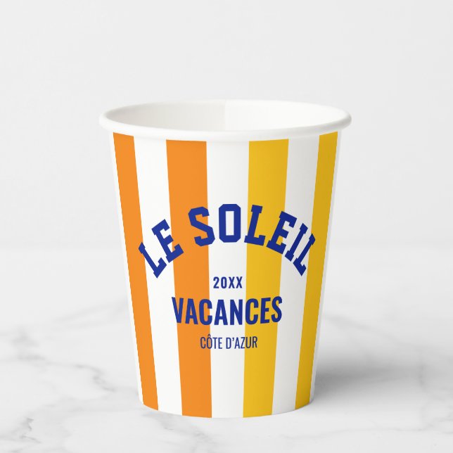 Le Soleil Vacances Côte d'Azur Cabana Stripe Paper Cups (Left)