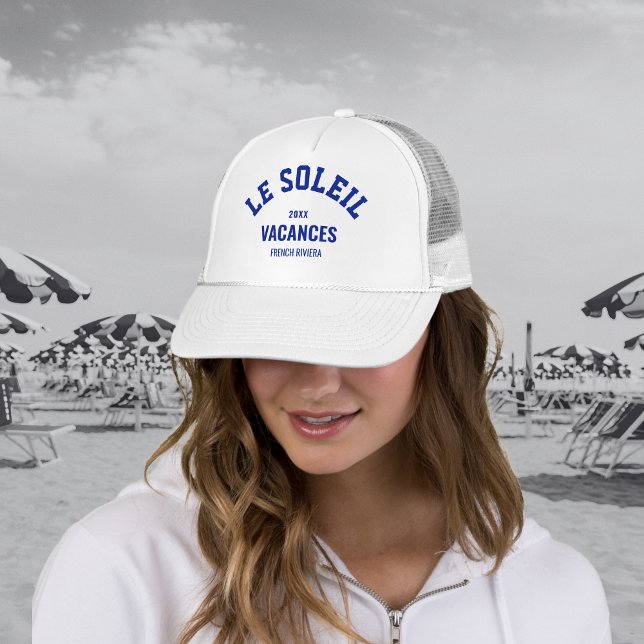 Le Soleil Vacances French Riviera Azure Blue Trucker Hat (Creator Uploaded)