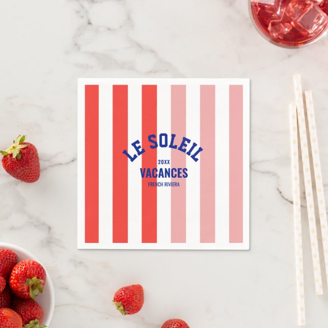 Le Soleil Vacances French Riviera Cabana Stripe Napkins (Insitu)