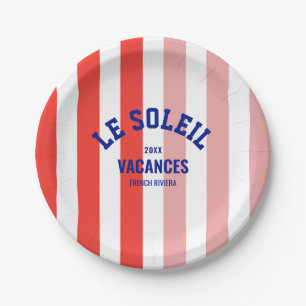Le Soleil Vacances French Riviera Stripe Round Paper Plates