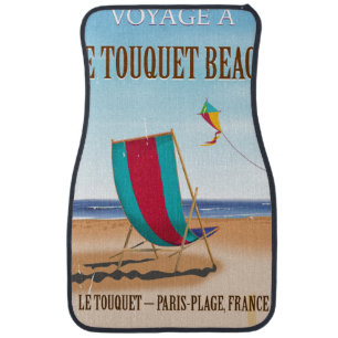 Le Touquet Beach Vintage french travel poster Car Floor Mat