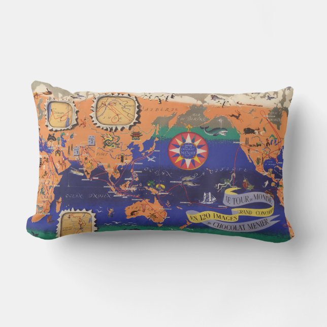Le Tour du Monde Lumbar Pillow (Front)