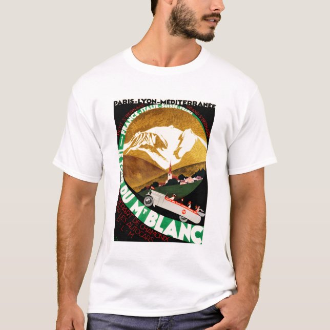 Le Tour Du MONT BLANC Chamonix Old Swiss Travel Ad T-Shirt (Front)