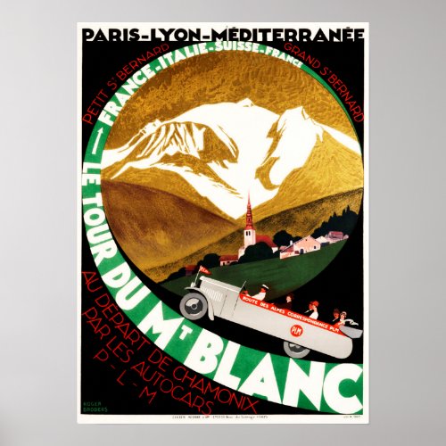 Le Tour Du MONT BLANC Chamonix Old Swiss Travel Poster