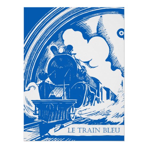 Le Train Bleu Blue Train Vintage Travel Literature Poster