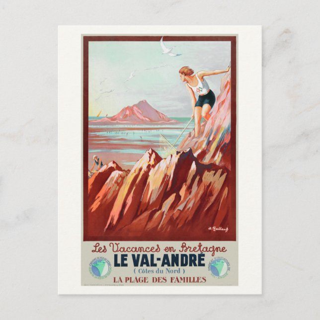 Le Val André France Vintage Poster 1930 Postcard (Front)