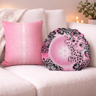 Léa Spirit Leopard – Color of Heart Round Pillow