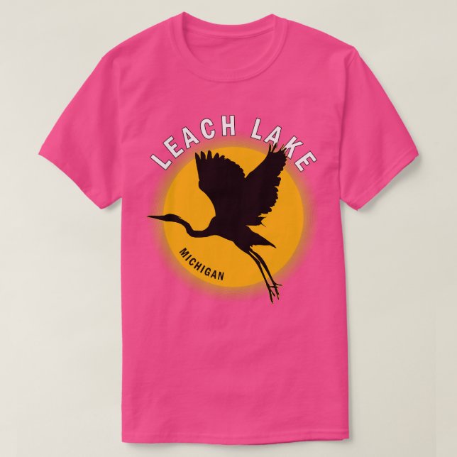 Leach Lake in Michigan Heron Sunrise T-Shirt (Design Front)