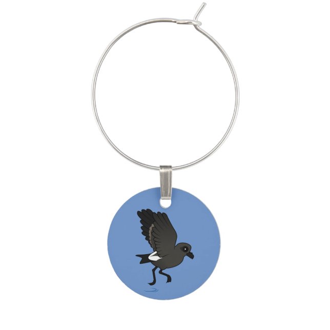Leach's Storm Petrel (flutter) Wine Glass Charm (Front)