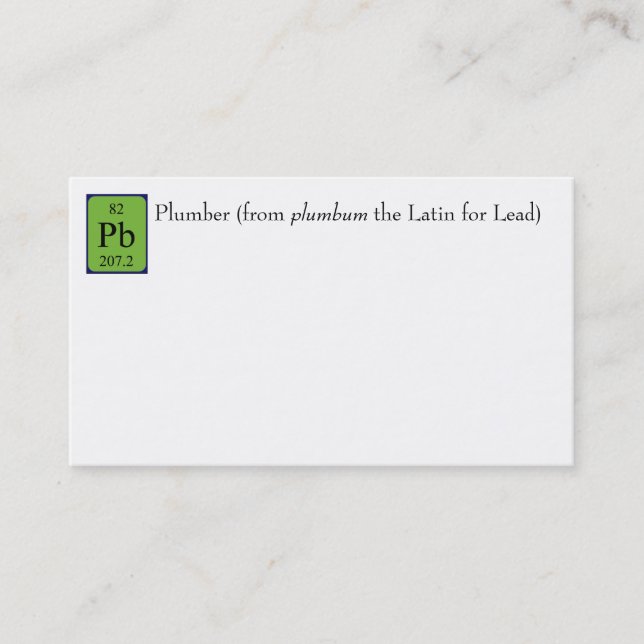 Lead element symbol Plumber business card (Front)