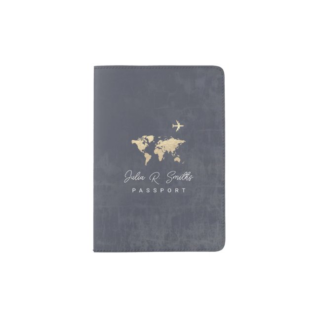 Lead Gray Passport Cover for Elegant Travelers (Front)