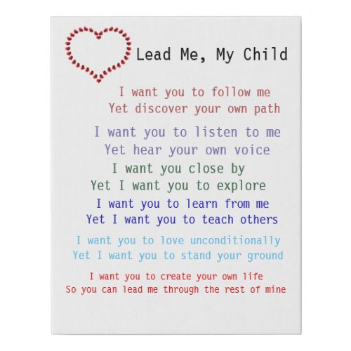 Lead me Childrens poem Faux Canvas Print