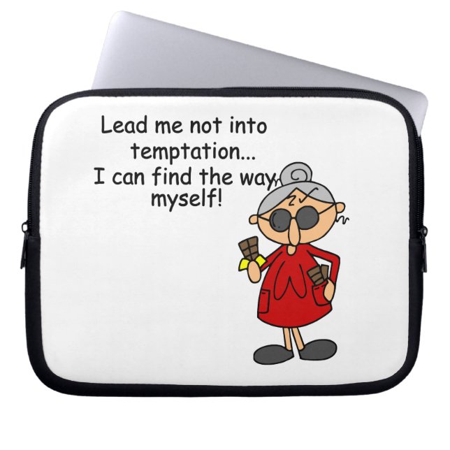 Lead Me Not Into Temptation Humor Laptop Sleeve (Front)
