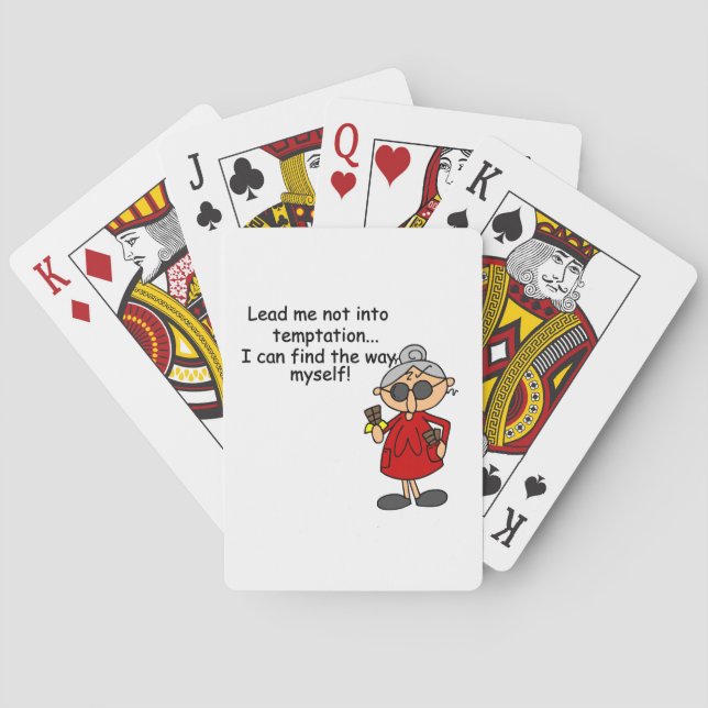 Lead Me Not Into Temptation Humor Poker Cards (Back)