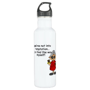 Lead Me Not Into Temptation Humor Stainless Steel Water Bottle