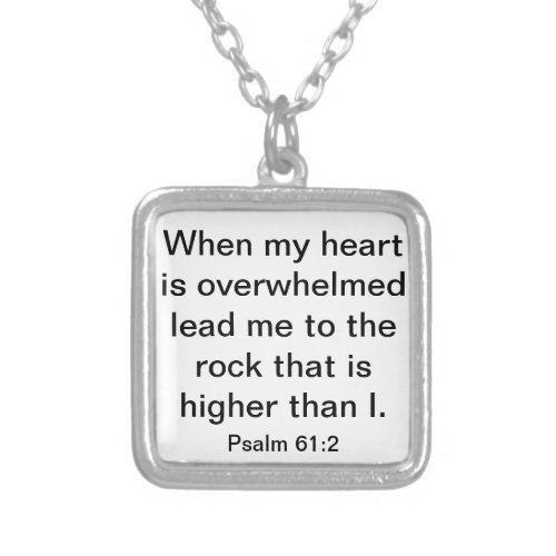 Lead me to the rock bible verse Psalm 612 Silver Plated Necklace
