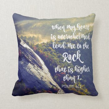 Lead Me To The Rock Bible Verse Throw Pillow by Christian_Quote at Zazzle
