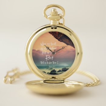 Lead Me To The Rock Psalms Bible Verse Pocket Watch by Christian_Quote at Zazzle